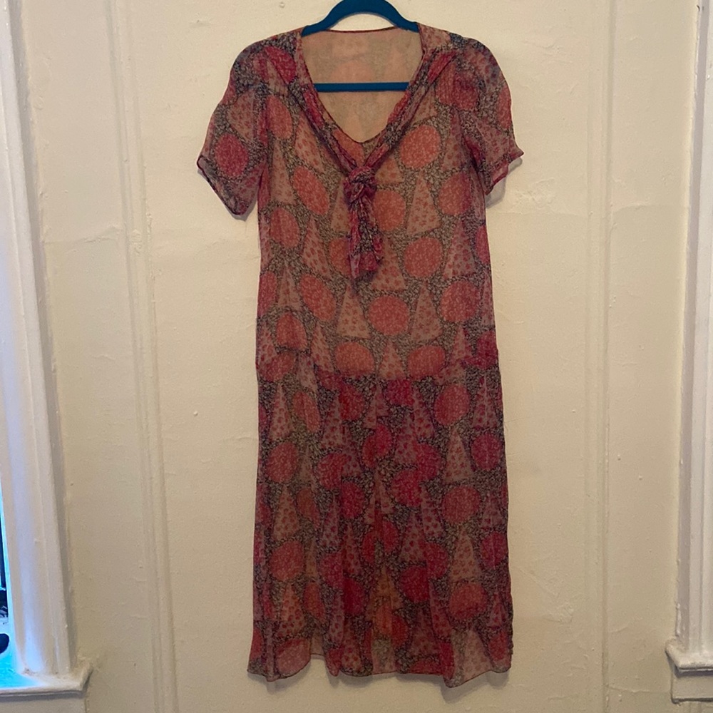 Art Deco 1920s authentic silk chiffon drop waist day dress